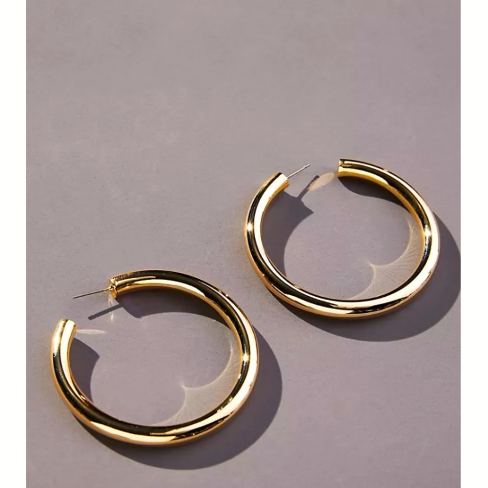 NWT 14K gold plated large hoop earrings